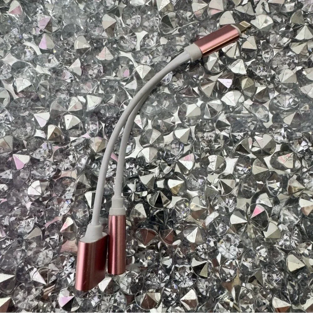 Rose Gold 3 way Charging Cable dual type iPhone audio USBC